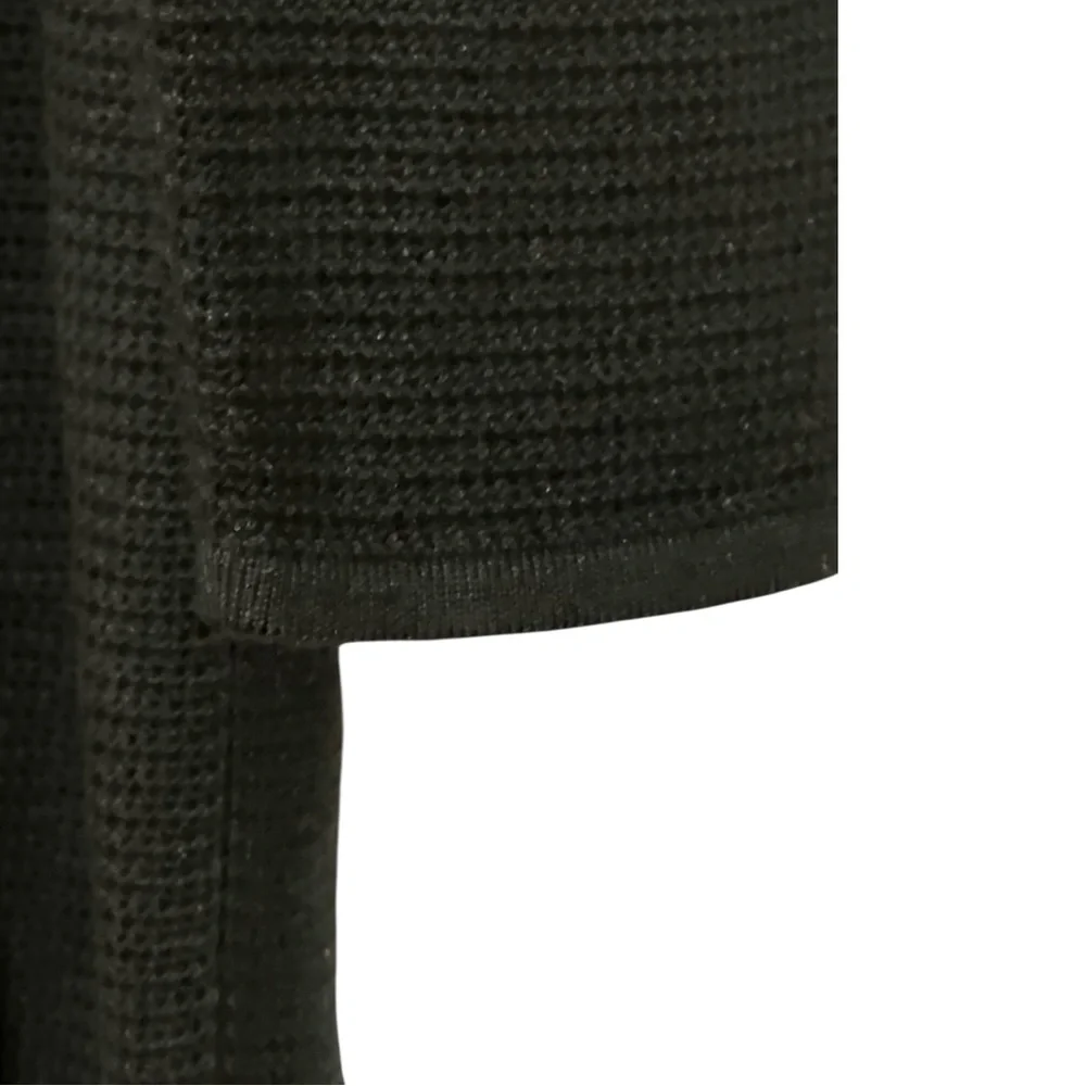 Talbots NWT Open Front Black Mid Length Ribbed Knit Cotton Blend Cardigan - Picture 7 of 10